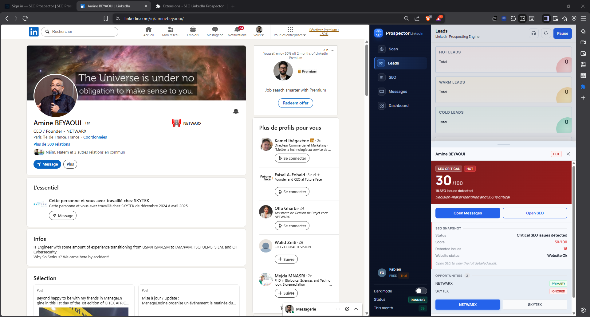 Detail lead HOT score 30/100